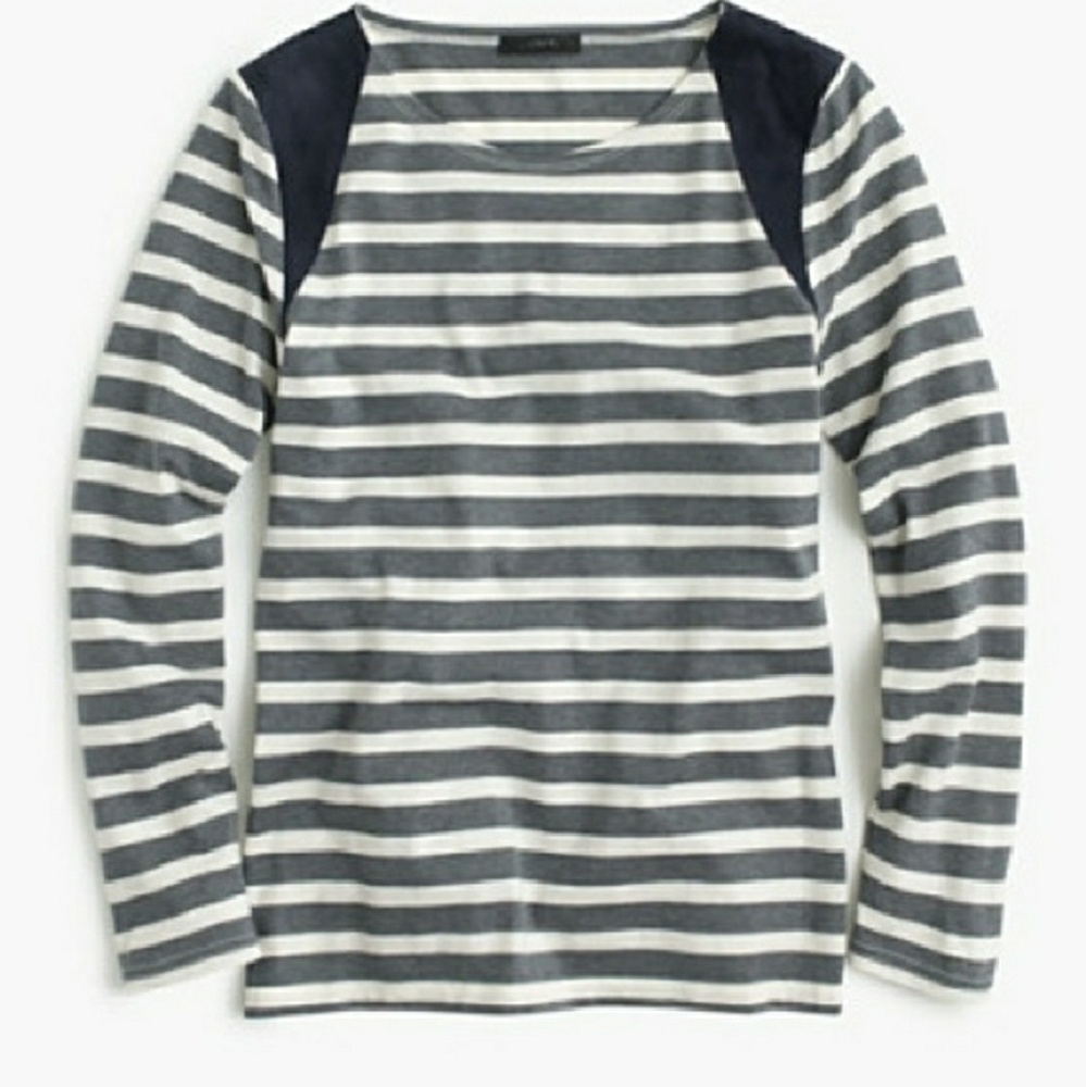 J.Crew Gray Striped Suede Shirt XS Like New